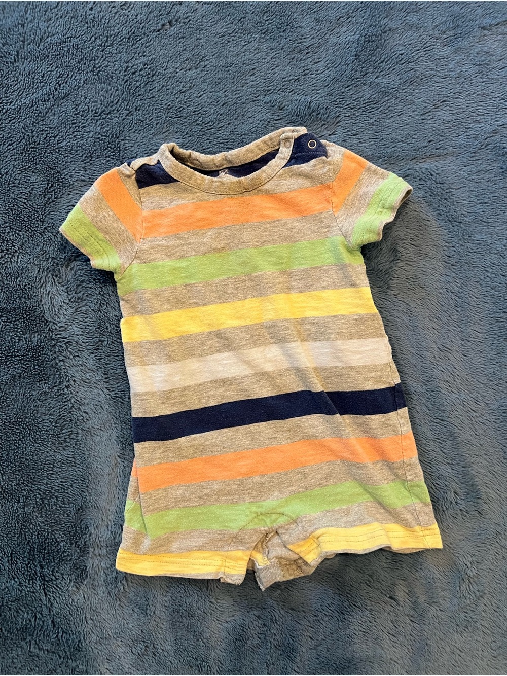 Baby Gap Striped Short Sleeve One-Piece Romper in Multi-Color